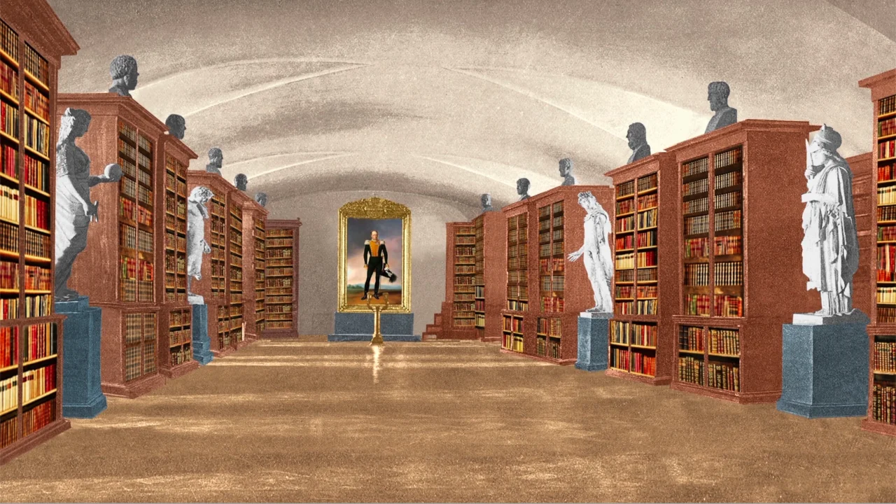 Historic view of the Rare book hall at the National Library of Russia